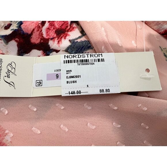 New Eliza J Size 6 Floral Ruched Chiffon Faux Wrap Dress - Picture 11 of 15